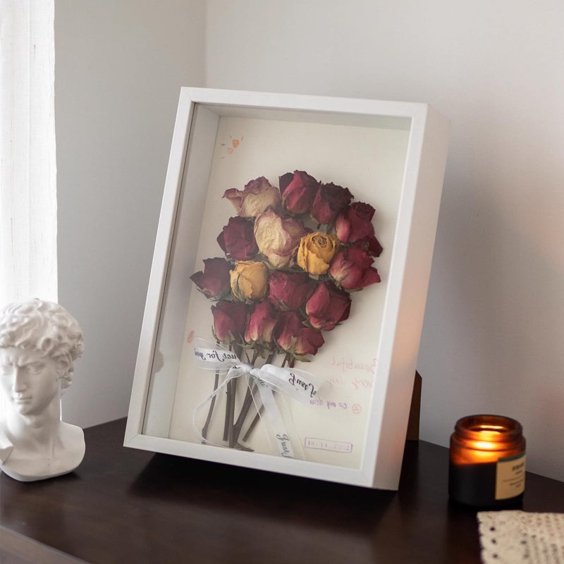 SMZCTYI Shadow Box Frame 8x10 - 3 Pack Wood Deep Shadowbox with Glass Shadow Boxes Display Cases Suitable for Photos, Dried Flowers, Handicrafts Picture Frames for Wall (White) - Image 2