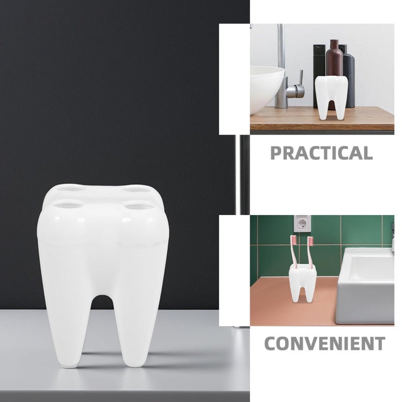 Tooth Shaped Toothbrush Holder Multi Slot Organizer For Bathroom Countertop Storage - Image 4