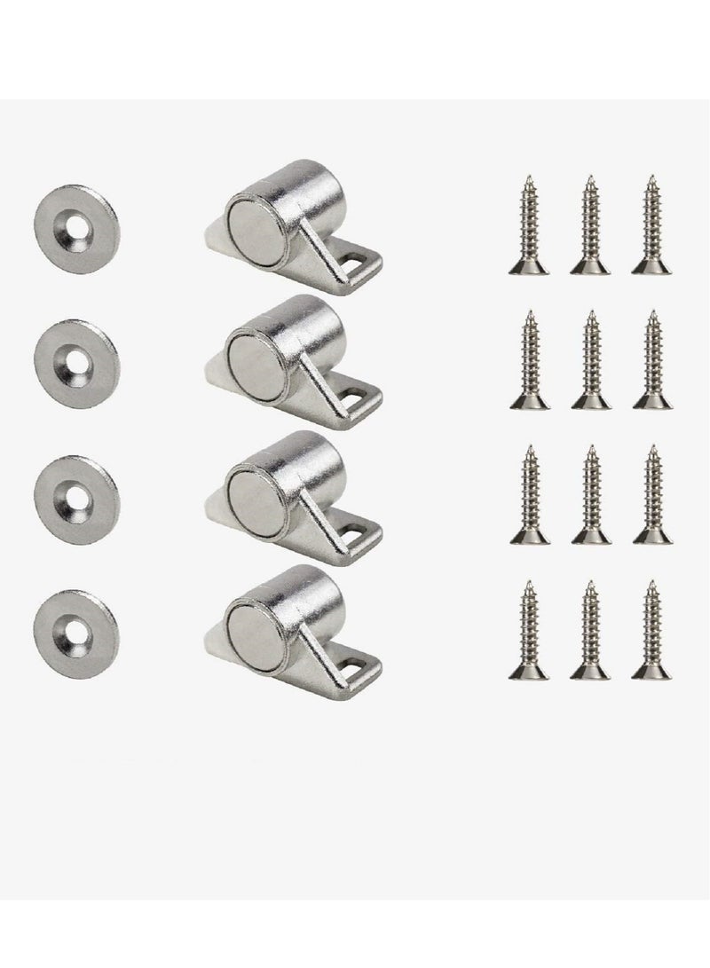 Magnetic Cabinet Door Catch with Magnets for Cabinet Door Latch Closer Cabinet Magnetic Catch for Kitchen Closet Door Closing Magnetic Door Catch Closer 4 Pack Silver Color - Image 1