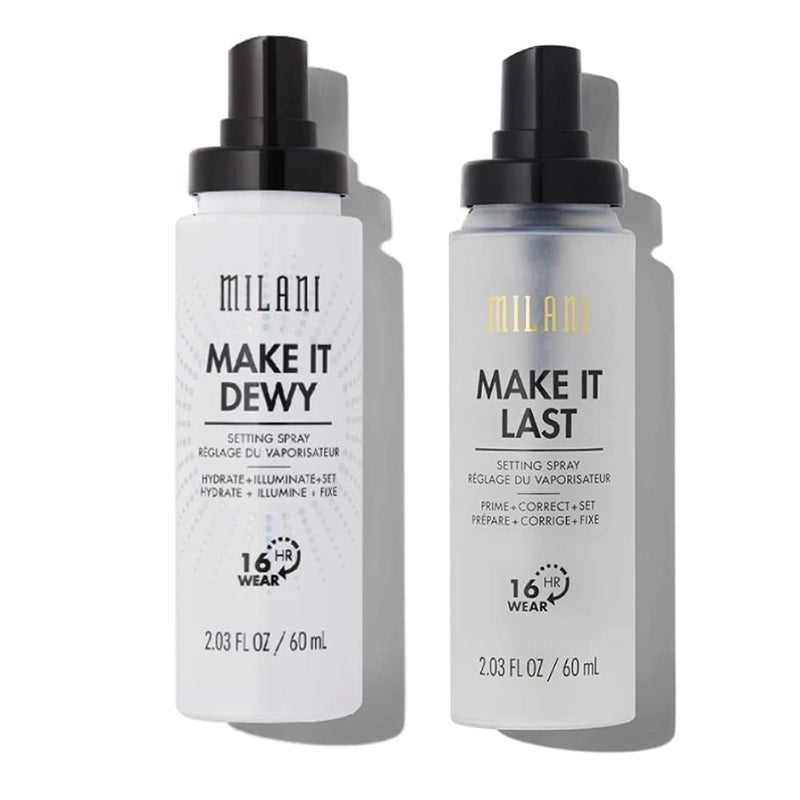MILANI بخاخ تثبيت ميلاني + برايمر، اجعله يدوم أصلي - لمسة طبيعية مع النياسيناميد للترطيب & اجعله يدوم لامع - تركيبة مرطبة لمظهر لامع أثناء التنقل - عبوة 2 - Image 1