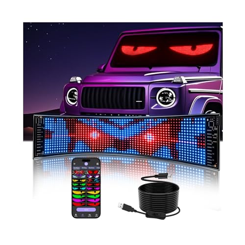 JDVOOTD Upgrade Bright 1PCS Devil Eyes for Cars Windshield - 15in x 4in [Upgraded Chip Two Screens 100% Synchronized] Programmable LED Eyes - Sized Cars/SUVs - Image 1