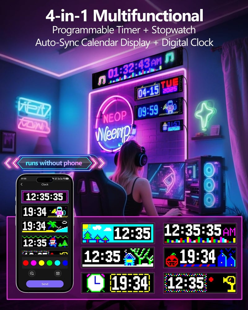 JDVOOTD Upgrade Bright 1PCS Devil Eyes for Cars Windshield - 15in x 4in [Upgraded Chip Two Screens 100% Synchronized] Programmable LED Eyes - Sized Cars/SUVs - Image 5