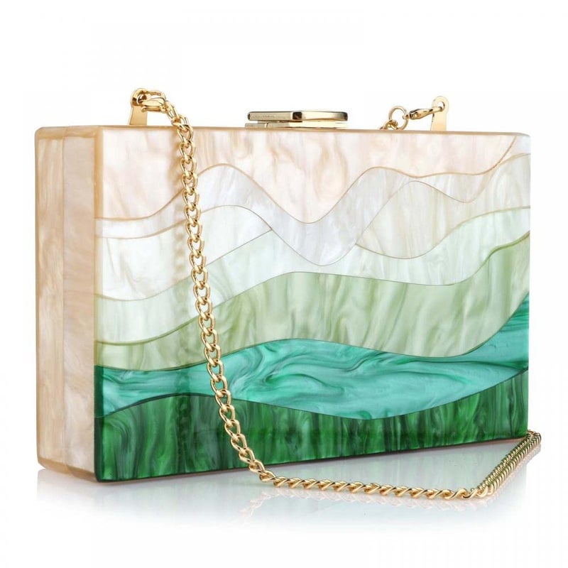 Gets Acrylic Purses and Handbags for Women Gradient Green Acrylic Clutch Purses for Wedding Evening Party Crossbody Bags - Image 1