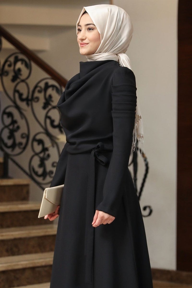 Esilanur Kardelen Hijab Dress Black  - Image 2