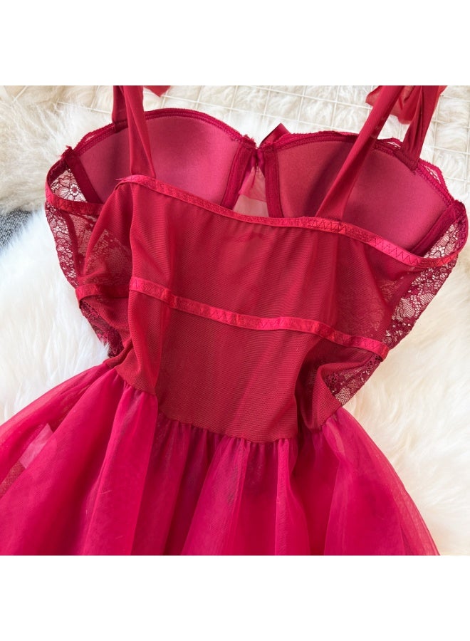 كابريشوس كورسيه دانتيل أنيق بفستان شبكي متعدد الطبقات مع أحزمة قابلة للتعديل وقطعة سفلية مطابقة - Image 3