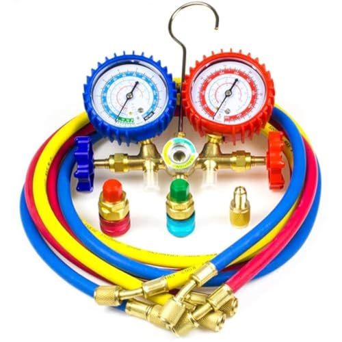 Zistel Ziss A/C Diagnostic Manifold Gauge Set for Refrigeration Charging, Fits R12 R22 R134a R502 Refrigerants with Couples, 5FT Hoses, Straight Adapter - Image 1