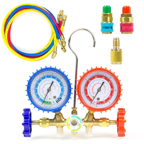 Zistel Ziss A/C Diagnostic Manifold Gauge Set for Refrigeration Charging, Fits R12 R22 R134a R502 Refrigerants with Couples, 5FT Hoses, Straight Adapter - Image 3