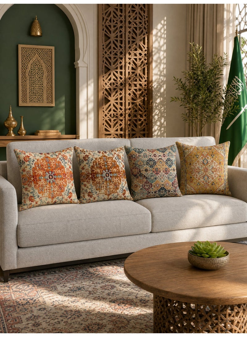 4 Pack Throw Pillow Covers 45*45cm, Decorative pillows,Cushion covering,Bohemian style Cushion Covers, Ethnic Pattern Soft Pillow Cases for Sofa, Living Room and Bed, Office chairs, homestays, hotel soft decoration,Without Pillow Inserts - Image 2