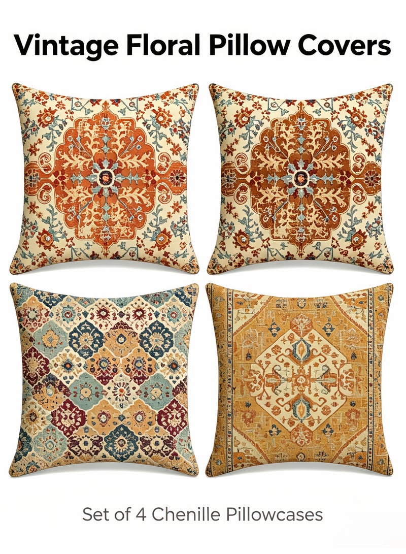 4 Pack Throw Pillow Covers 45*45cm, Decorative pillows,Cushion covering,Bohemian style Cushion Covers, Ethnic Pattern Soft Pillow Cases for Sofa, Living Room and Bed, Office chairs, homestays, hotel soft decoration,Without Pillow Inserts - Image 1