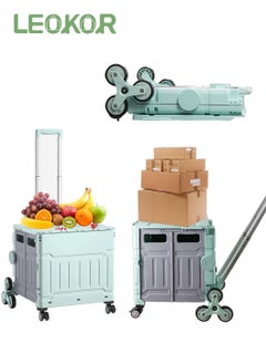 LEOKOR 75L Collapsible Rolling Cart - Adjustable Handle, Upgraded 8-Wheel Design, Lightweight Grocery Cart on Wheels, Stair Climbing Cart  - Image 1