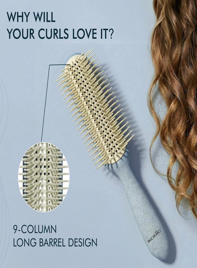 Ikonic Me Curl Hair Brush IKM-3019 Eco Conscious, Flexible Nylon Bristles for Low Breakage & Effortless Glide, for Thick Sections, Faster Blow Dry Styling, Lifts Roots for Added Volume - Powder Blue - Image 3
