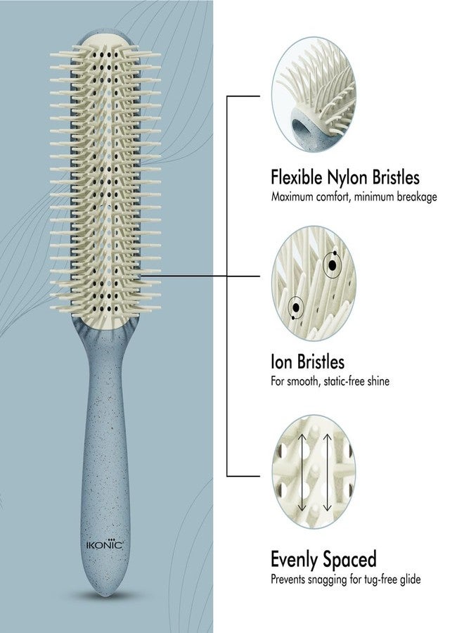 Ikonic Me Curl Hair Brush IKM-3019 Eco Conscious, Flexible Nylon Bristles for Low Breakage & Effortless Glide, for Thick Sections, Faster Blow Dry Styling, Lifts Roots for Added Volume - Powder Blue - Image 5