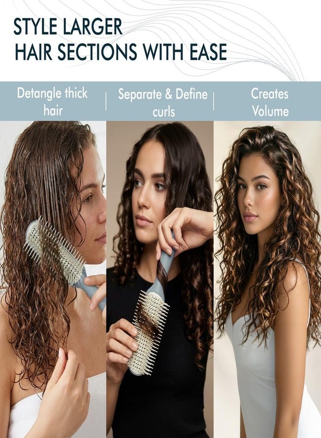 Ikonic Me Curl Hair Brush IKM-3019 Eco Conscious, Flexible Nylon Bristles for Low Breakage & Effortless Glide, for Thick Sections, Faster Blow Dry Styling, Lifts Roots for Added Volume - Powder Blue - Image 4