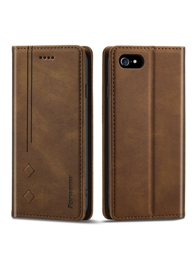 BGM - Case Cover Forwenw F2 Series Magnetic Horizontal Flip Leather Case with Holder & Card Slots & Wallet For iPhone 8 Plus / 7 Plus Brown - Image 1