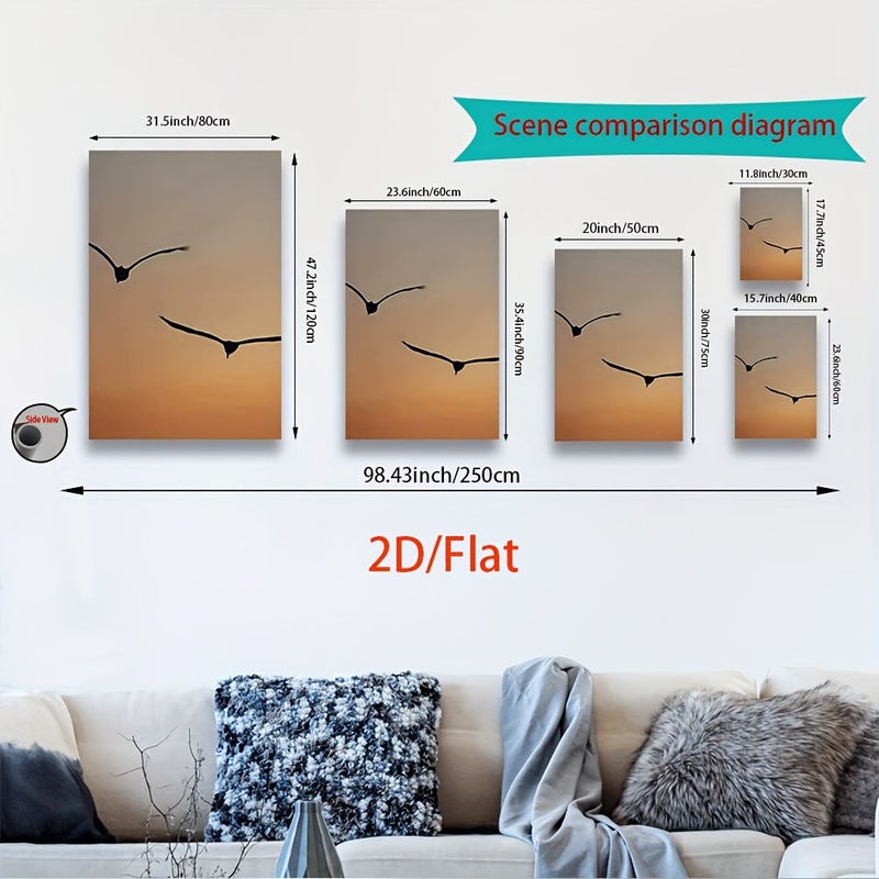 مطبوعات قماش بدون إطار 31.5x47.2 إنش 80x120 سم طيور تحلق عند غروب الشمس لديكور غرفة المعيشة والمكتب والمقهى والحانة هدية عيد الميلاد وعيد الميلاد - Image 5