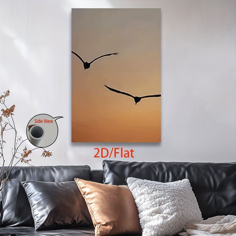 مطبوعات قماش بدون إطار 31.5x47.2 إنش 80x120 سم طيور تحلق عند غروب الشمس لديكور غرفة المعيشة والمكتب والمقهى والحانة هدية عيد الميلاد وعيد الميلاد - Image 4