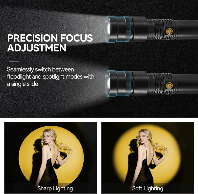 Wellmaking 35W LED Photography Flashlight Optical Glass Lenses, 7800mAh Aluminum Alloy Patterned Ambient Light, with 20 Patterned Light Filters for Photo, Content Creation Video Recording Accessorie - Image 3