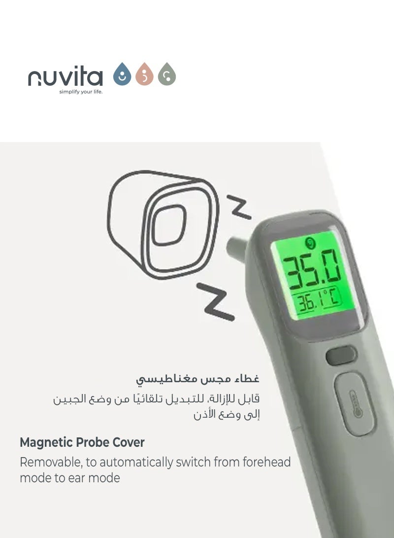 نوفيتا جهاز قياس درجة الحرارة الرقمي للجبهة والأذن | قياس دقيق في ثانية واحدة | 4 أوضاع قياس | شاشة LCD مع إنذار للحمى | تخزين آخر 40 قياسًا | آمن وموثوق - Image 4