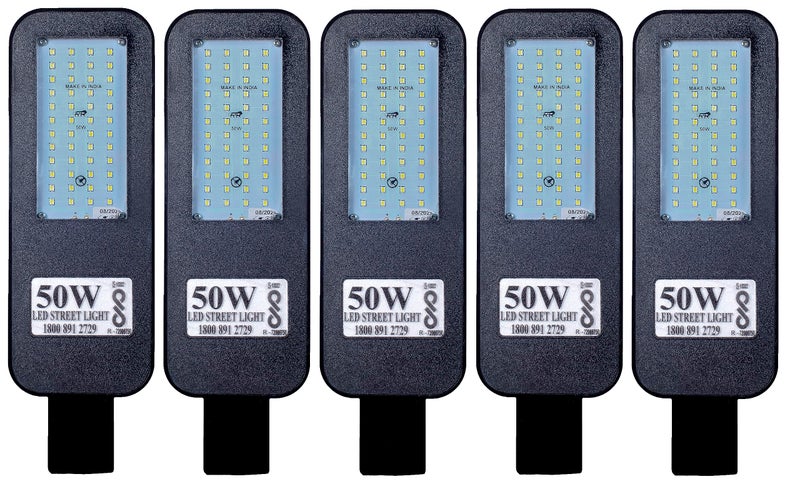 PE 50 Watt BIS Approved LED Street Light IP65 PC Body, 140 Per watt Lumens with 2 Years Warranty (Pack of 5) - Image 1