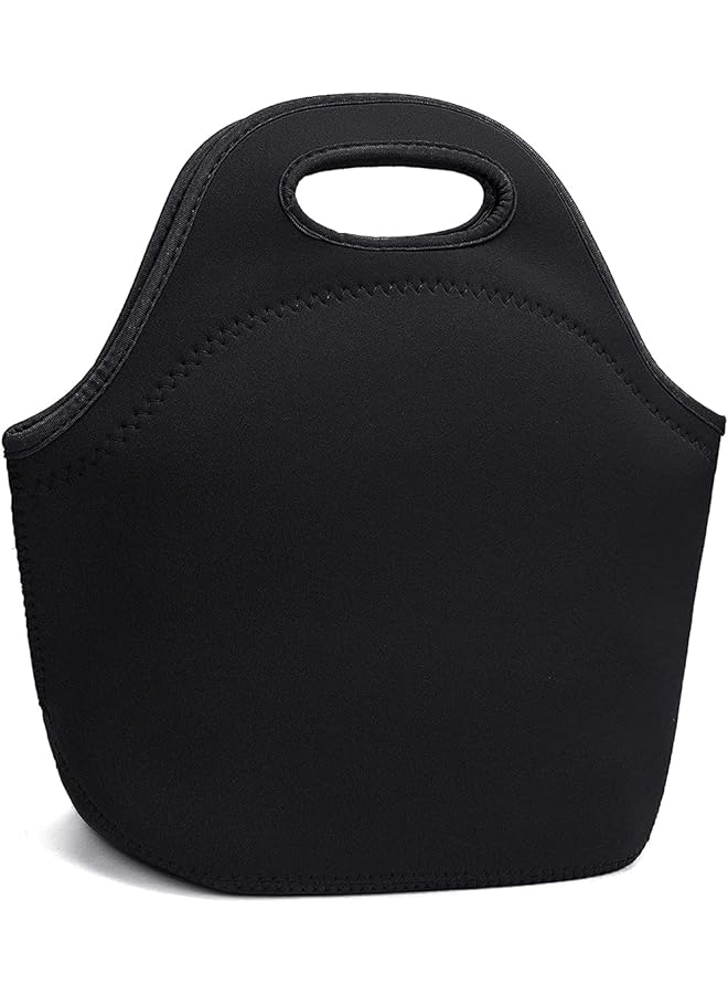 erorex Bag Elecdon Neoprene Lunch Bags Thermal Insulated Lunch Tote Bag Lightweight Insulated Reusable Washable Neoprene Picnic Bag For Women Men Student Lunch Box Bag (Black)  - Image 1