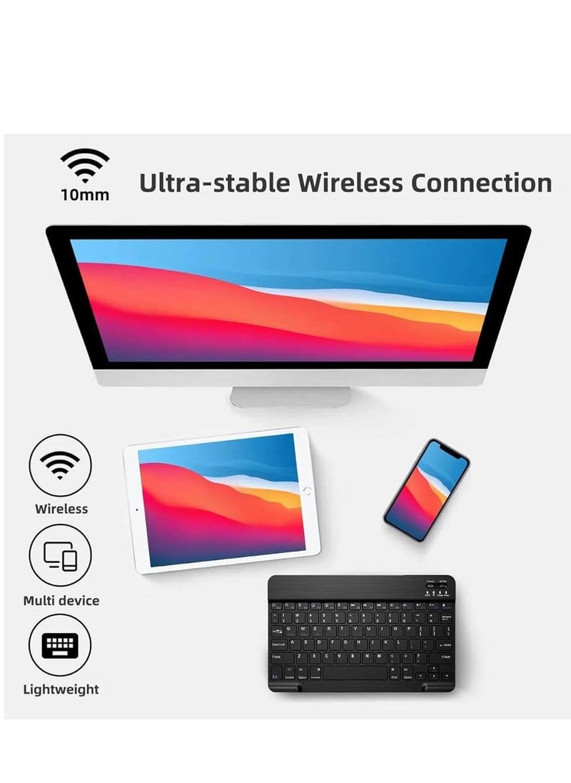 Generic - Wireless Keyboard, Mini Portable Bluetooth Keyboard, Ultra Slim Quiet Ergonomic Keyboard with Rechargeable Battery for iOS, Android and Windows - Image 1