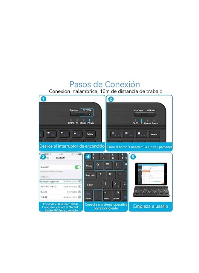 Generic - Wireless Keyboard, Mini Portable Bluetooth Keyboard, Ultra Slim Quiet Ergonomic Keyboard with Rechargeable Battery for iOS, Android and Windows - Image 1