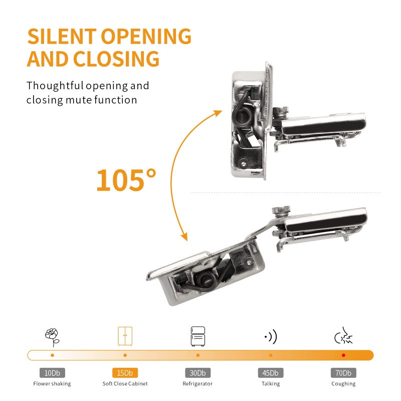 Chibery 50 Pack 1/2" Overlay 3D Soft Close Concealed Hinge for Face Frame Door, Smooth Slow Self Closing Hinges, Satin Nickel, Hidden 105Â° Open Angle Stainless Steel Hinge for Kitchen Cabinet Door - Image 3