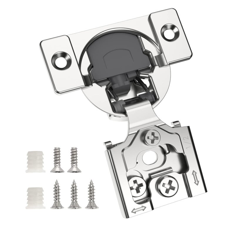 Chibery 50 Pack 1/2" Overlay 3D Soft Close Concealed Hinge for Face Frame Door, Smooth Slow Self Closing Hinges, Satin Nickel, Hidden 105Â° Open Angle Stainless Steel Hinge for Kitchen Cabinet Door - Image 1