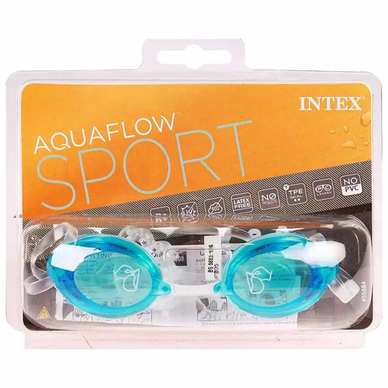 Intex Aquaflow Sports Goggles, Intex Sport Anti-Fog Swimming Goggles- White Blue Color