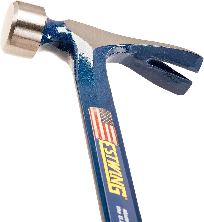 Estwing BIG BLUE Framing Hammer - 25 oz Straight Rip Claw with Forged Steel Construction & Shock Reduction Grip - E3-25S - Image 3