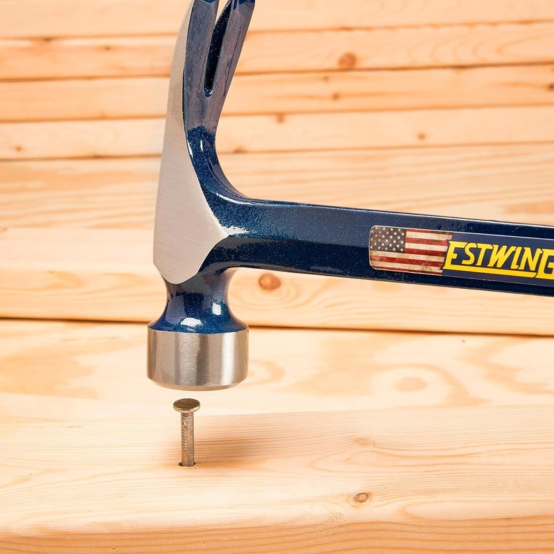 Estwing BIG BLUE Framing Hammer - 25 oz Straight Rip Claw with Forged Steel Construction & Shock Reduction Grip - E3-25S - Image 4