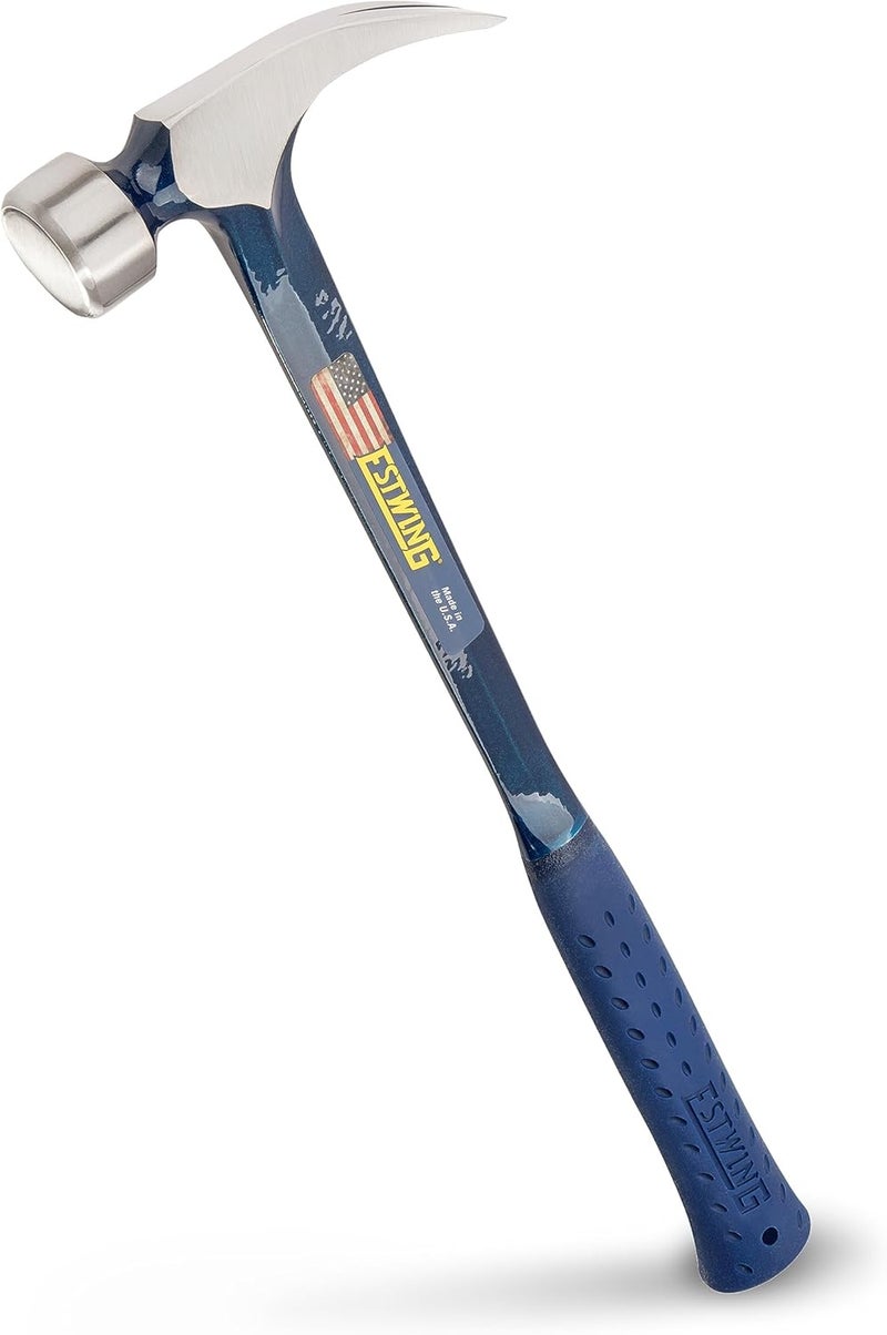 Estwing BIG BLUE Framing Hammer - 25 oz Straight Rip Claw with Forged Steel Construction & Shock Reduction Grip - E3-25S - Image 1