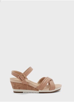 Ankle Strap Mid Heel Wedge Sandals