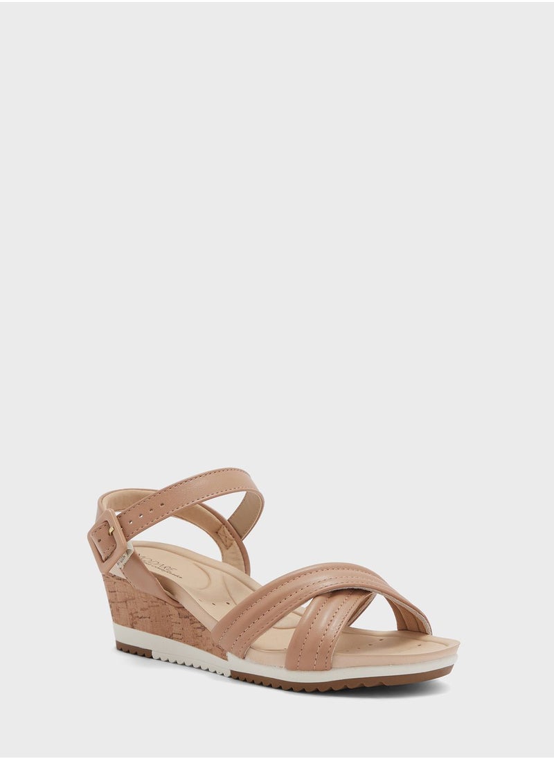 MODARE - Ankle Strap Mid Heel Wedge Sandals - Image 1