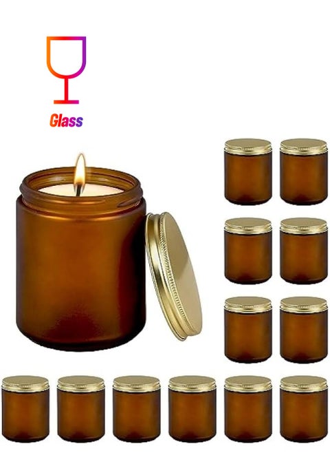 12Pack 8 Oz Glass Jars with Lids - Round Empty Glass Candle Jars with Lids/Food Storage Containers/Body ers Containers/Body er Jars