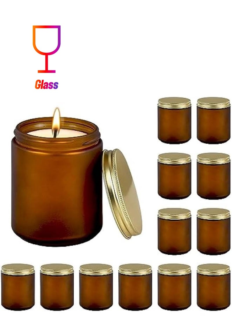 12Pack 8 Oz Glass Jars with Lids - Round Empty Glass Candle Jars with Lids/Food Storage Containers/Body ers Containers/Body er Jars