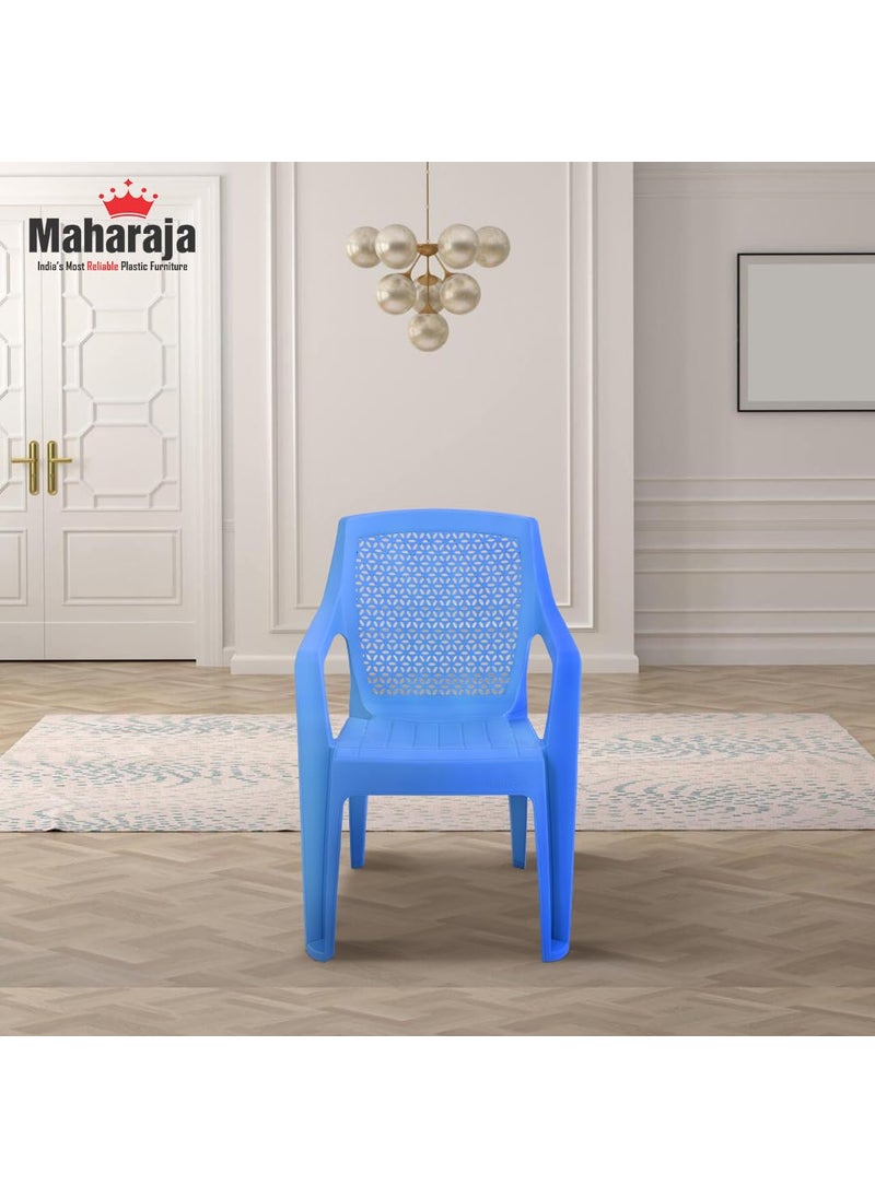 MAHARAJA MAHARAJA Dollar Plastic Chair Matt Pattern Plastic Chair for Home Kitchen Living Room Office Bearing Capacity up to 200Kg Plastic Outdoor Chair Blue Set of 4 PreAssembled  - Image 2