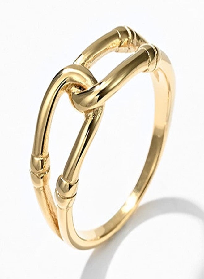 Jude Jewelers Stainless Steel Wave Knotted Chain Infinity Classic Plain Promise Statement Anniversary Ring (Gold, 13) - Image 2