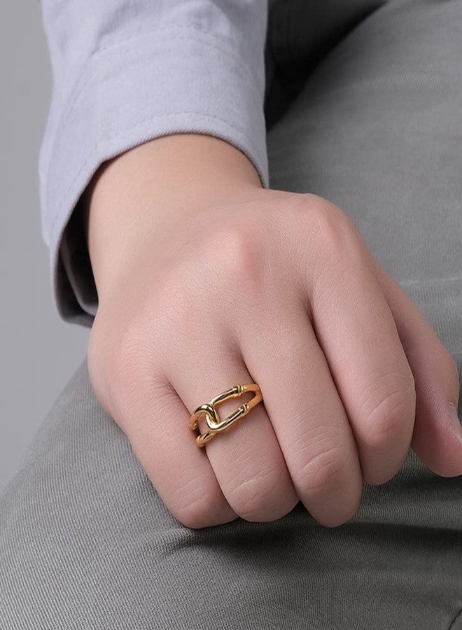 Jude Jewelers Stainless Steel Wave Knotted Chain Infinity Classic Plain Promise Statement Anniversary Ring (Gold, 13) - Image 4