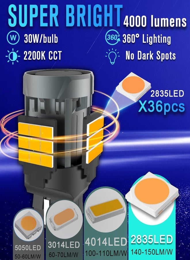 evntyps 7441 7440 LED Bulb With Built in Resistor CANBUS Error Free,2200K 4000LM Super Bright 7440A Turn Signal Bulb Anti Hyper Flash,T20 7440NA W21W WY21W LED Blinker Bulb Amber Yellow,2pcs - Image 4