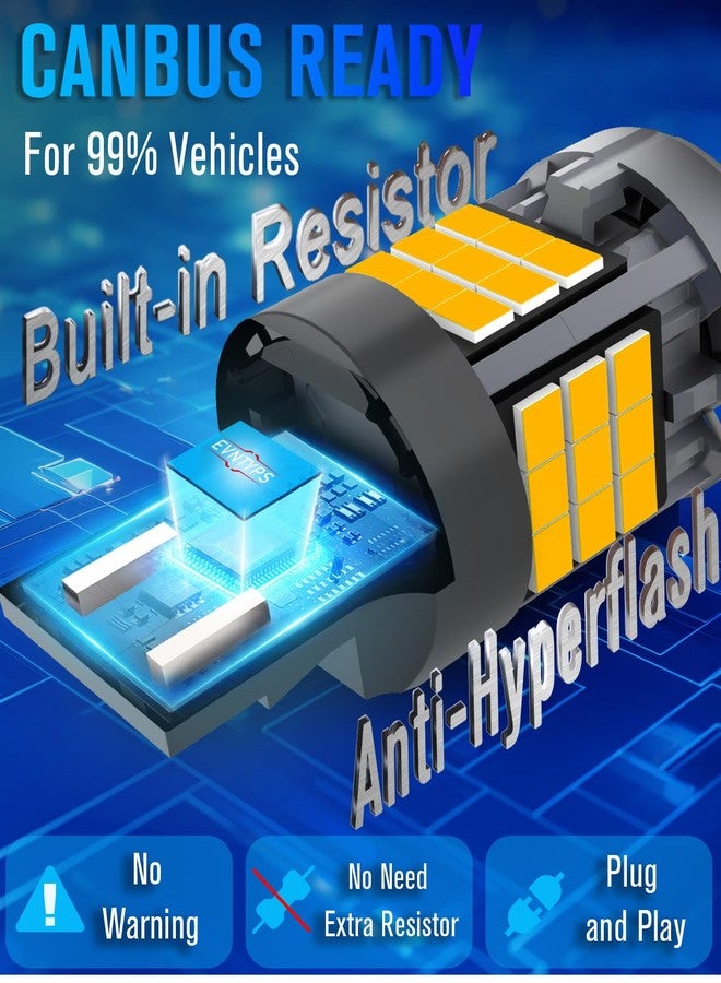 evntyps 7441 7440 LED Bulb With Built in Resistor CANBUS Error Free,2200K 4000LM Super Bright 7440A Turn Signal Bulb Anti Hyper Flash,T20 7440NA W21W WY21W LED Blinker Bulb Amber Yellow,2pcs - Image 2