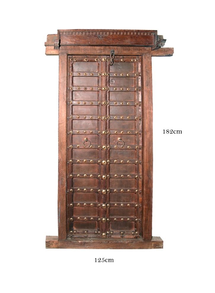 Antique Museum باب خشبي عربي عتيق مصنوع يدويًا من النحاس 125 × 182 سم - MMH89  - Image 2