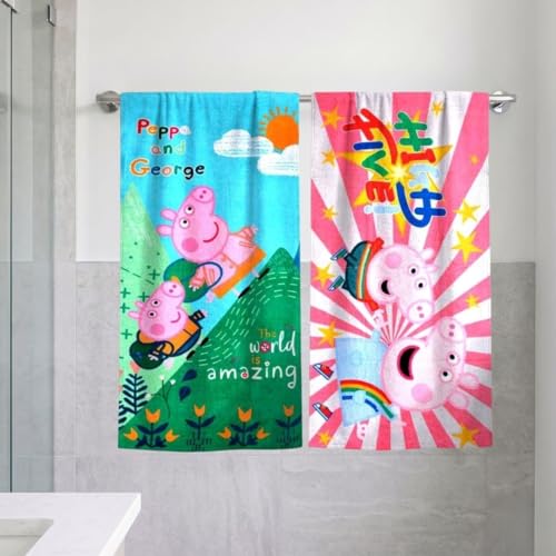 Athom Trendz Athom Living Peppa Pig Kids Bath Towel 350 GSM 60x120 cm Combo (Pack of 2) - Image 1
