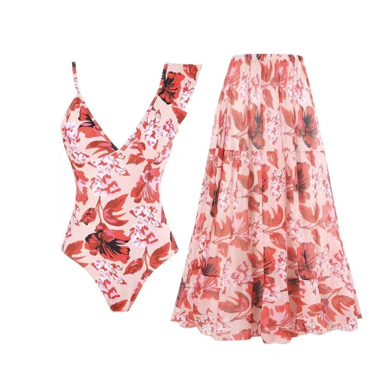 2025 New Bikini Two-Piece Swimsuit Women'S Digital Printed Ruffled Bikini - Image 1