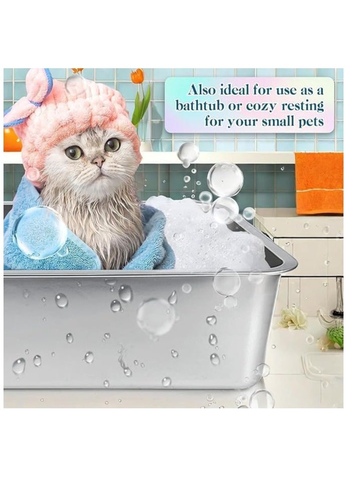 TRADE BAY Stainless Steel Cat Litter Box - Large Litter Box for Big Cats - Easy to Clean, Never Absorbs Odor, Stains, or Rusts - Silver (19.68" L x 13.7" W x 6" H)  - Image 4