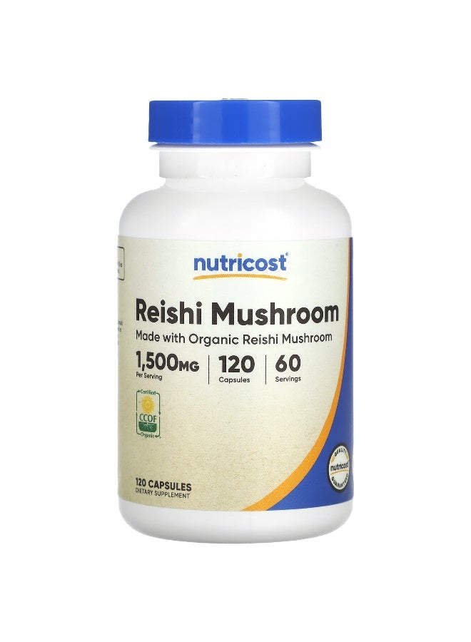 Nutricost, Reishi Mushroom, 1,500 mg, 120 Capsules (750 mg per Capsule) (Packaging may vary) - Image 1