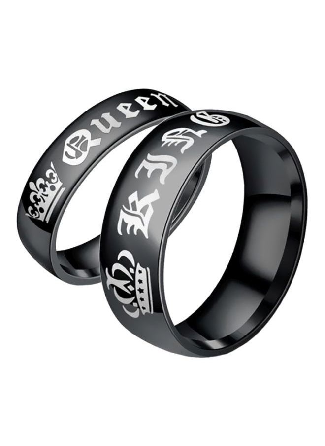 NIBEMINENT 2-Piece Stainless Steel King Queen Crown Couple Ring Set 