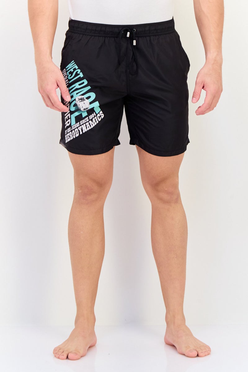 GAS Men Graphic Print Board Shorts Swimwear, Black  - Image 1