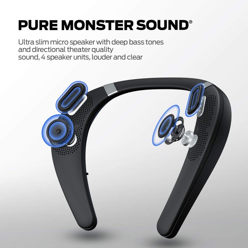 Monster Boomerang Neckband Bluetooth Speaker, Neck Speaker Bluetooth Wireless, 12H Playtime, True 3D Stereo Sound, Portable Soundwear, IPX7 Waterproof, for Home Sport Outdoor - Image 2