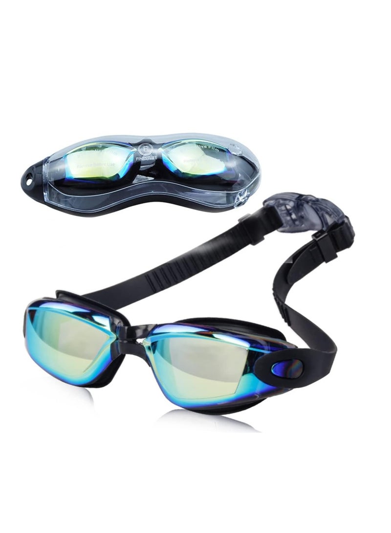 ECVV نظارات سباحة مضادة للضباب من ECVV، لا تتسرب، حماية من الأشعة فوق البنفسجية، تناسب النساء والرجال والبالغين والشباب والأطفال، نظارات سباحة واسعة الرؤية مع حزام قابل للتعديل - Image 1